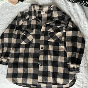 Black and tan plaid shacket